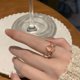 thumbnail image 1 of Anillo ajustable con forma de corazón de niña rosa y corazón de amor para mujer, diseño de nicho, anillo de lujo ligero con corona rosa dulce para dedo, 1 of 6