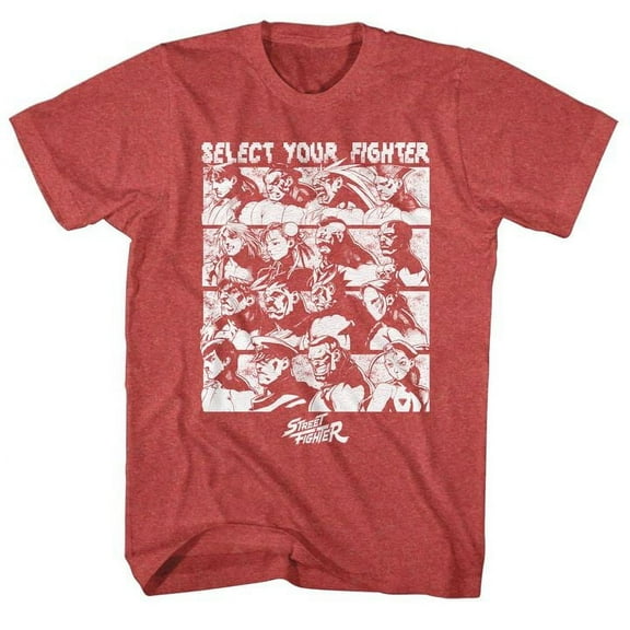 Street Fighter Select Screen Red Heather Adult T-Shirt 4Xl