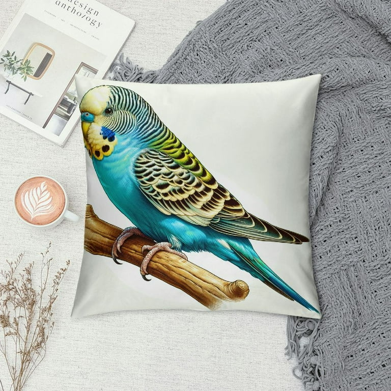 Comio Yanms A Watercolor of A Blue Parrot Decorative Pillowcase