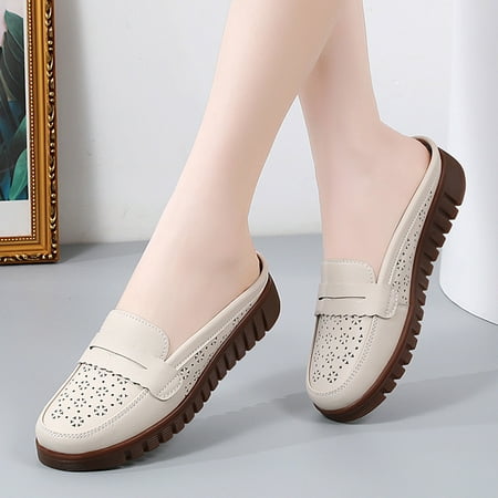 Xysaqa Black Flats for Women  Summer Shoes for Women Women s Versatile Flat Shoes Soft Bottom Large Size Casual Color Shoes Leather Shoes Womens Flats Savings!