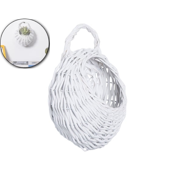 Rattan Wicker Hanging Basket for Wall 7.8X6.5X3.4 Inch Indoor Outdoor Planters for Flowers and Greenery Home Garden Decor