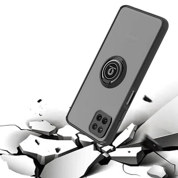 Xpm Case for Boost Mobile Celero 5G Hybrid Frosted Protector Magnetic Ring Holder Stand Kickstand Heavy Duty Rugged 2 in 1 PC   TPU Cover for Celero 5G - Black