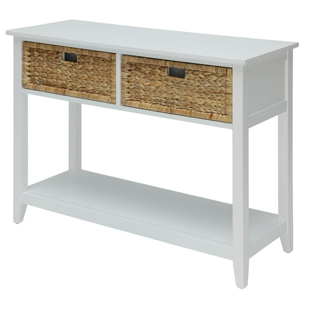 Urban Designs Console Table With Two Basketlike Front Drawers White