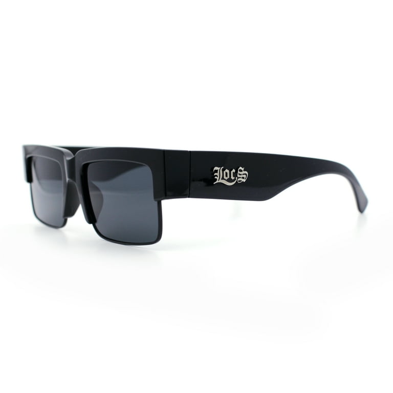 Locs Mens Thick Temple Half Rim Squared Rectangle Gangster Locs Mens Thick Temple Half Rim Squared Rectangle Gangster