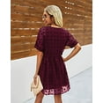 thumbnail image 4 of Robe Mini d'Été pour Femmes à Manches Courtes, Aguichant, Col en V, Fluide, Décontractée, à Pois Suisses, Courte, Coupe Ample, Grande Taille, 4 of 5
