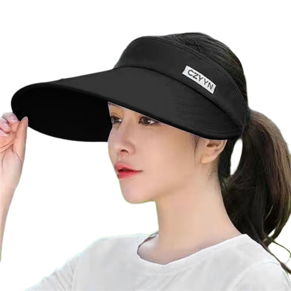 SRZYMJ Sun Visor Hats for Women Large Wide Brim Visor Hats Adjustable Summer UV Protection Packable Golf Beach Caps