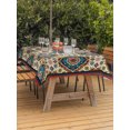 thumbnail image 3 of Outdoor Table Cloth with Umbrella Hole and Zipper, Blue Red Boho Waterproof Rectangle Tablecloth 54"x80", Abstract Ethnic Vintage Geometric Washable Table Cover for Outside Party Patio Picnic, 3 of 8