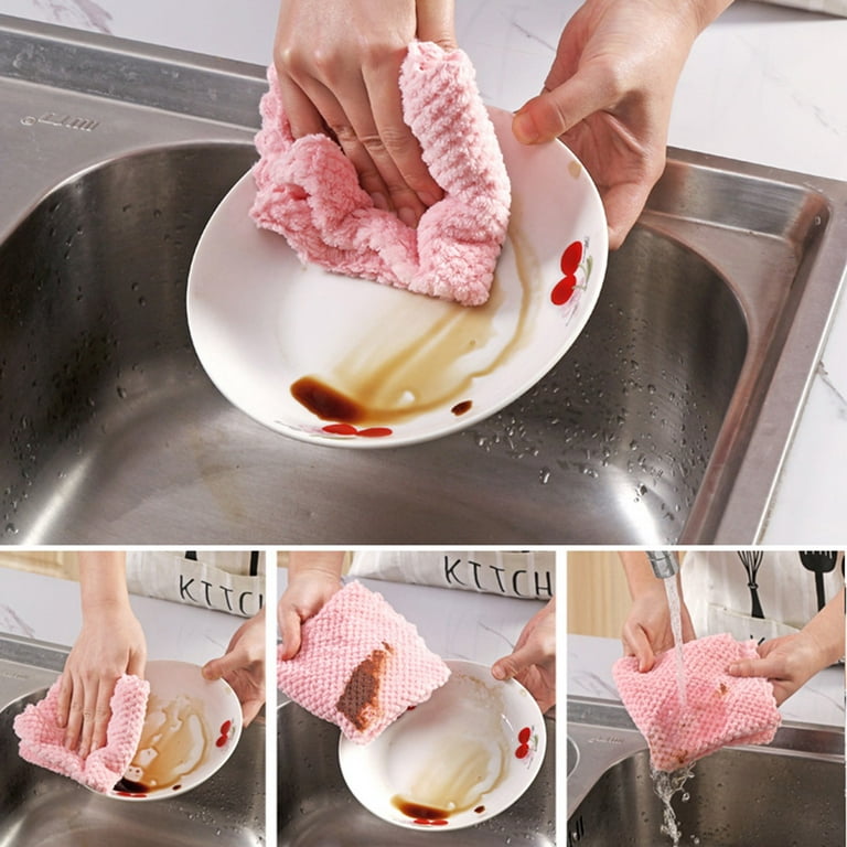 5pc Random Color Kitchen Tool Tableware Dish Towel Nonstick Kitchen Wash  Clothes