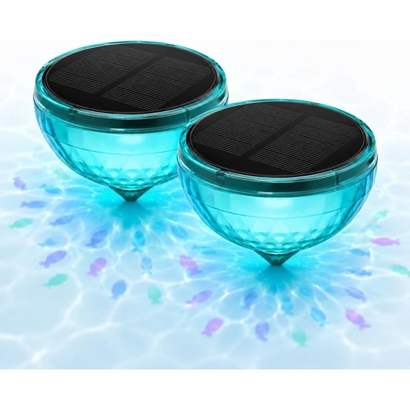 Solar Floating Pool Light, Color Changing LED with Fish Projection, Waterproof Pond Light