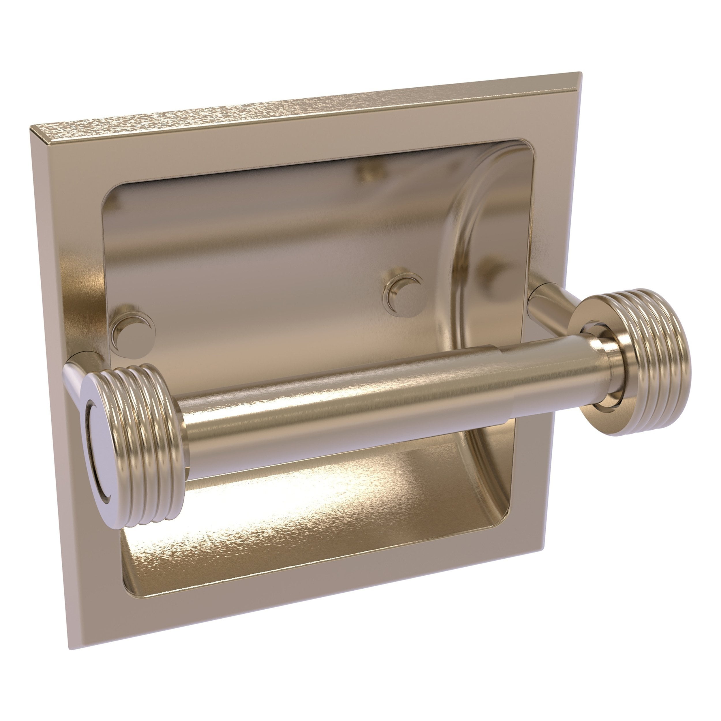 Satin Brass Heavy Duty Wall Mounted Recessed Toilet Paper Holder 
