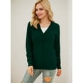 thumbnail image 5 of Aiyino Women's Long Sleeve Knit Cardigan Sweater Basic V Neck Button Down Knitwear Winter Tops,Green 2XL, 5 of 6