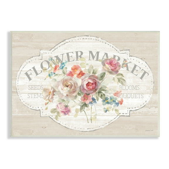 Stupell Industries Vintage Flower Market Sign Wall Plaque Art by Danhui Nai
