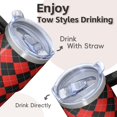 thumbnail image 4 of 20oz Geometric Design Stainless Steel Travel Mug, Double Wall Insulated Tumbler with Handle Leak Proof Texture Straw, 4 of 5