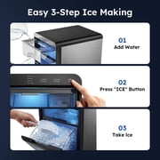Simzlife Nugget Ice Maker Countertop, 44lbs per Day Soft Chewable Pebble Nugget Ice Machine, One-Touch Self-Cleaning with Touch Screen for Home, Kitchen, Office, Stainless Steel, Black