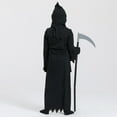 thumbnail image 4 of GYRATEDREAM Grim Reaper Halloween Costume with Glowing Red Eyes for Kids, Scythe Included 5-14T, 4 of 6