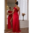 thumbnail image 2 of Women's One Shoulder Formal Evening Dress With High Side Slit And Rhinestone Embellishment Prom Dresses For Women, 2 of 7