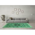 thumbnail image 3 of Ahgly Company Machine Washable Indoor Square Abstract Turquoise Blue Modern Area Rugs, 4' Square, 3 of 4