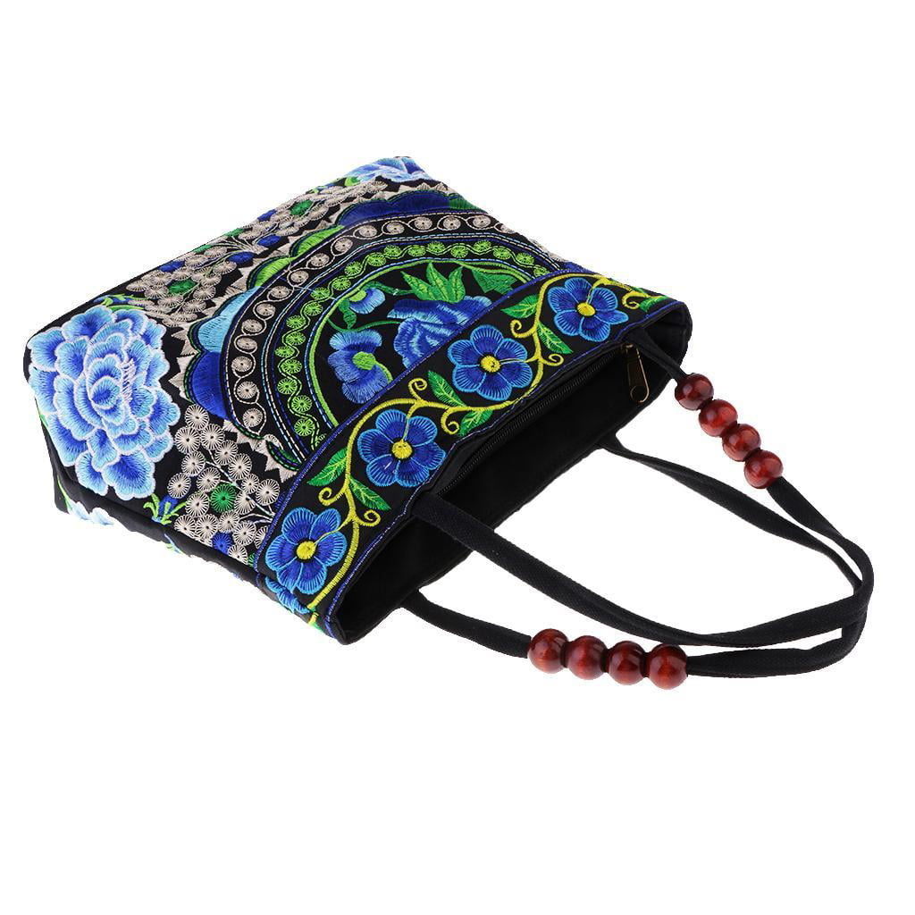 2x Vintage Ethnic Shoulder Bag Embroidery Boho Canvas Travel Handbag 31x51cm 