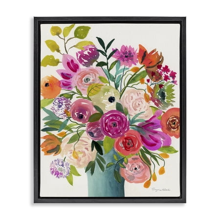 Stupell Industries Jewel Of Summer Bouquet Black Framed Floater Canvas Wall Art, design by Suzanne Allard