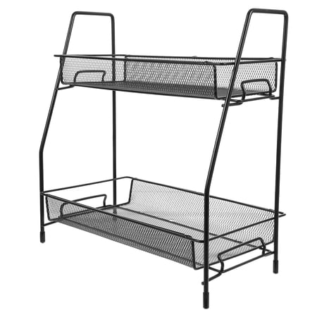 WRITWAA Double Tier Spice Rack with Iron Frame for Kitchen Countertop Storage and Organizer