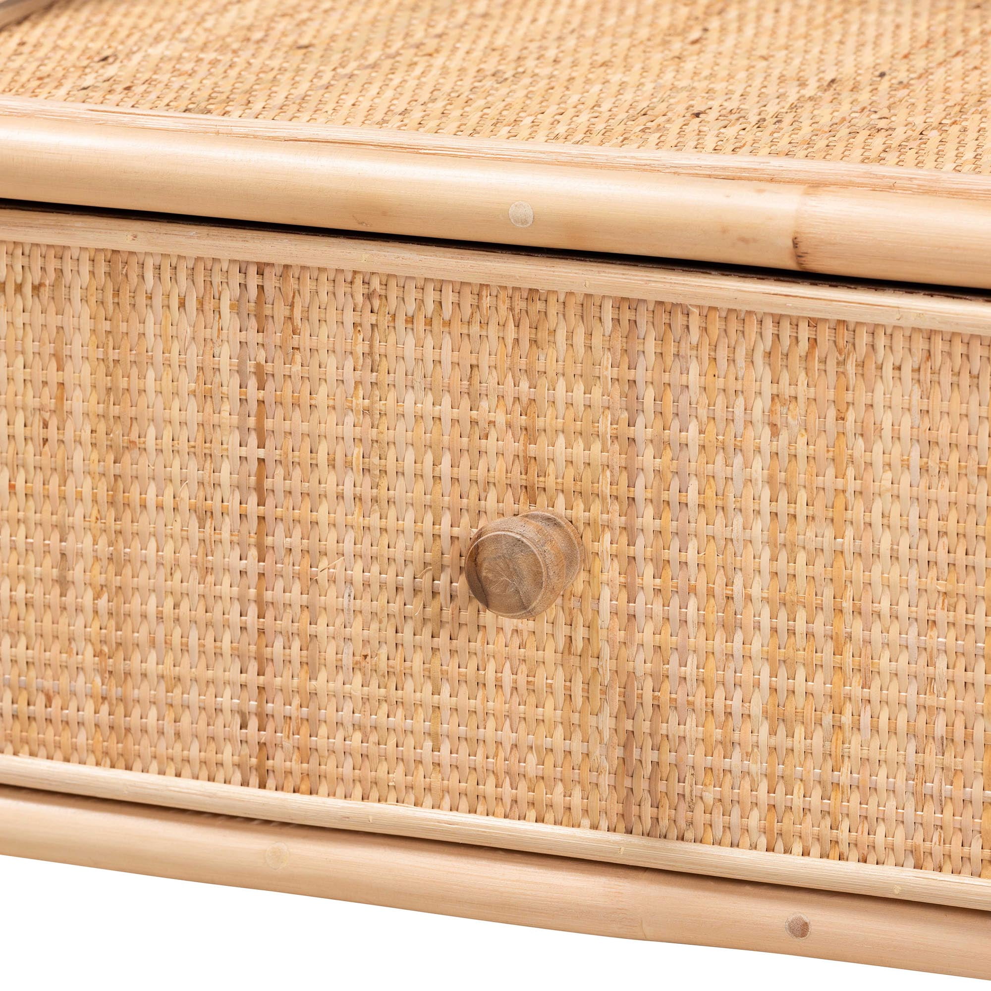 bali & pari Lalo Rattan BOHO Nightstand, 1-Drawer, Natural Brown