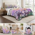 thumbnail image 6 of Full Quilt Set 78''x90'', Teal Spring Floral Lightweight Bedspread Coverlet Set with 2 Pillow Shams, Modern Oil Painted Daisy Botanical Breathable All Season Quilt Bedding for Bedroom/Guest Room, 6 of 9