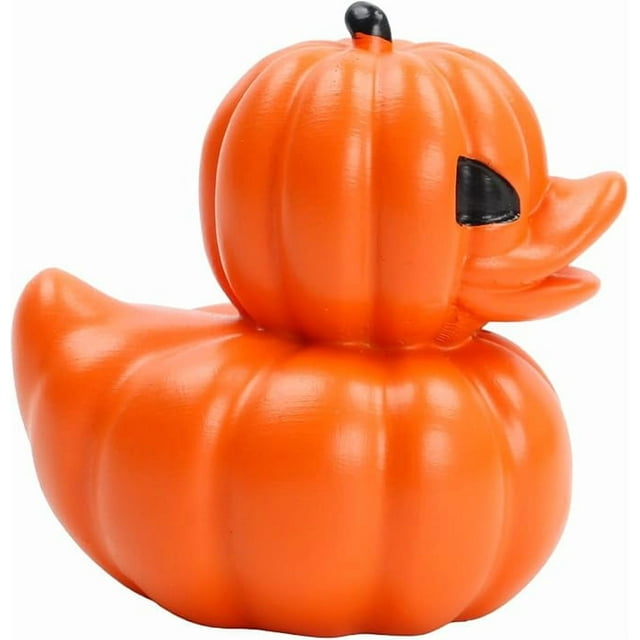 Small Horror Movie Character Collectible Figurines Cartoon Duck Ornaments for Desktop Home Office Gifts(Pumpkin Duck)