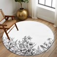 thumbnail image 3 of Wildflower Leaf Round Area Rug 5 FT, Non Slip Bedroom Rugs, Grey Floral Botanical White Watercolor Washable Soft Circular Carpet Non-Shedding Floor Mat for Kitchen Dining Room Foyer Balcony Dorm, 3 of 8