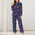 thumbnail image 2 of Logiee Colorful Butterflies Print Womens Pajamas Set,Long Sleeve Sleepwear,Button Down Lounge Set 2 Pieces,Soft Nightwear Pjs Set-Large, 2 of 7