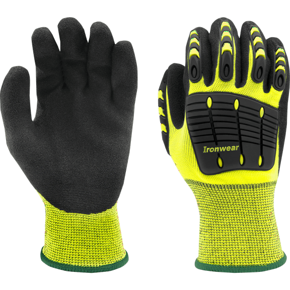 Ironwear 4892 Cut Resistant Glove Level A6 with TPR Padding | Reinforced Thumb Crotch | Nitrile Coated Palm | Pair