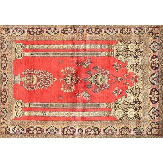 Ahgly Company Indoor Rectangle Traditional Sandy Brown Persian Area Rugs, Swatch Sample