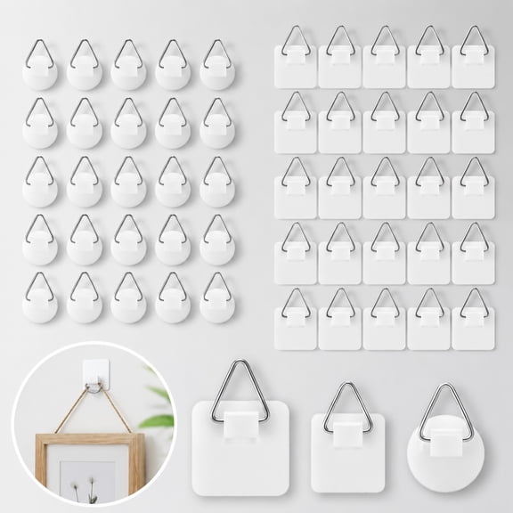 Tutuviw 45 Pieces Adhesive Plate Hanger, Vertical Plate Holders Plastic Hooks for Wall Hanging Invisible Self Adhesive Plate Hangers for Bathroom Kitchen Department Office