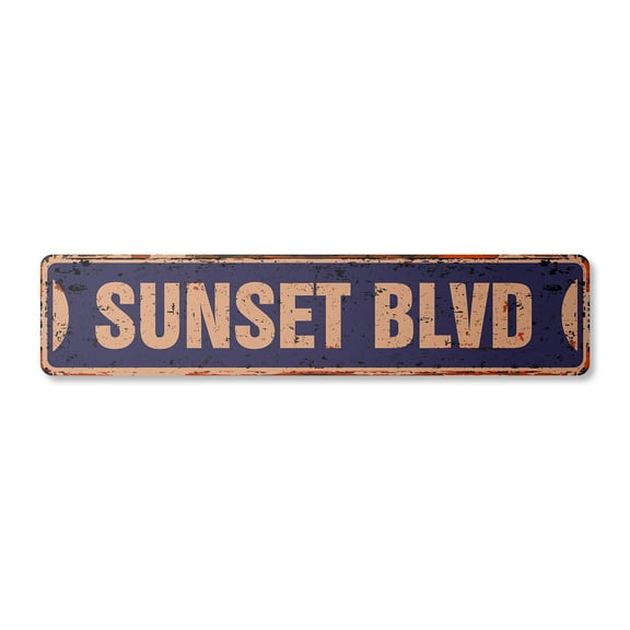 SUNSET BLVD Vintage Plastic Street Sign los angeles california Hollywood LA | Indoor/Outdoor |  24" Wide