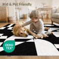 thumbnail image 4 of ODIKA 8'x10' Washable Area Rug Black White Geometric Abstract Art Design Elegant Contrasts in a Modern for Dining Room, Large Office, Lounge, Non-Slip Chair-Friendly Mat, 4 of 7