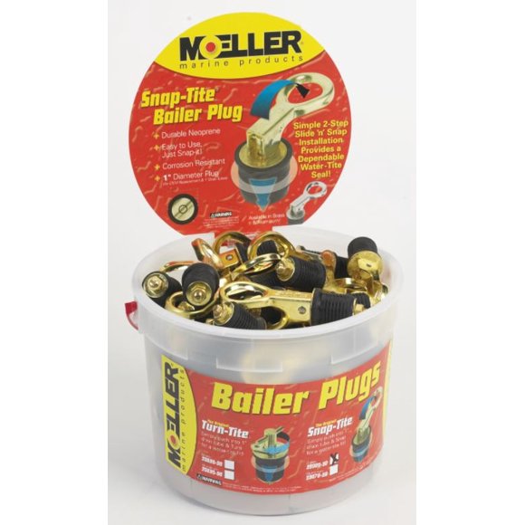 Moeller Marine Boat Drain Plug 029000-001 Snap-Tite Bailer Seal Rubber Plug; 1 Inch; Brass; Pack Of 50