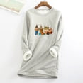 thumbnail image 1 of Chandail en Molleton pour Femmes à Col Rond avec Poche, Épais, en Peluche, Chaud, Manches Longues, Blouses en Liquidation, 1 of 5