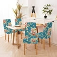 thumbnail image 4 of Floral Redand Yellow On A Turquoise Color Dining Chair Covers Set of 4,Stretch Parsons Chair Slipcovers Universal Removable Washable Chair Seat Covers Protector for Dining Room,Kitchen, 4 of 6