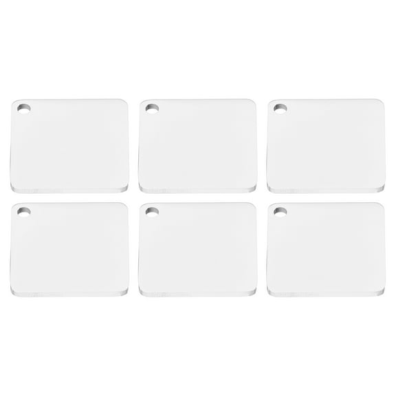 Uxcell 6Pcs Metal Stamping Blanks, 25mm Square Stamping Name Tags Stainless Steel Blanks Metal Plate with Hole for Laser Engraving Stamping Dog Tags Keychain, Silver Tone