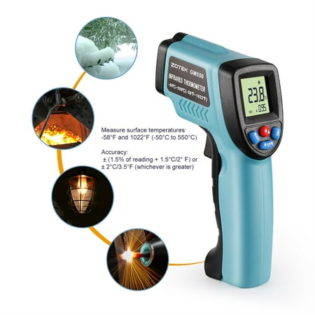 Infrared Thermometer ZOTEK G550 Laser Digita l Infrared Thermometer with LED Backlight Display