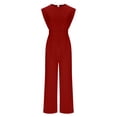 thumbnail image 4 of Byworldtasic Women's Summer Pants Dressy Casual Jumpsuits One Piece Outfits Sleeveless Wide Leg Rompers, 4 of 5