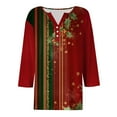 thumbnail image 5 of larppty Women 3/4 Sleeve Button Up Christmas Shirt Oversized Casual Dressy Henley Neck Tunic Tops Comfy Soft Lightweight Blouse (Dark Green, XL), 5 of 5
