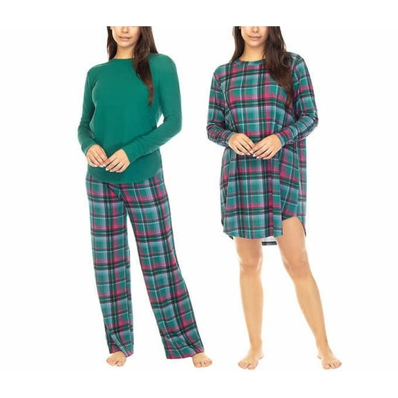 Honeydew Intimates Women's 3-Piece Lounge Sleepwear Sets, Green, 1-Pack