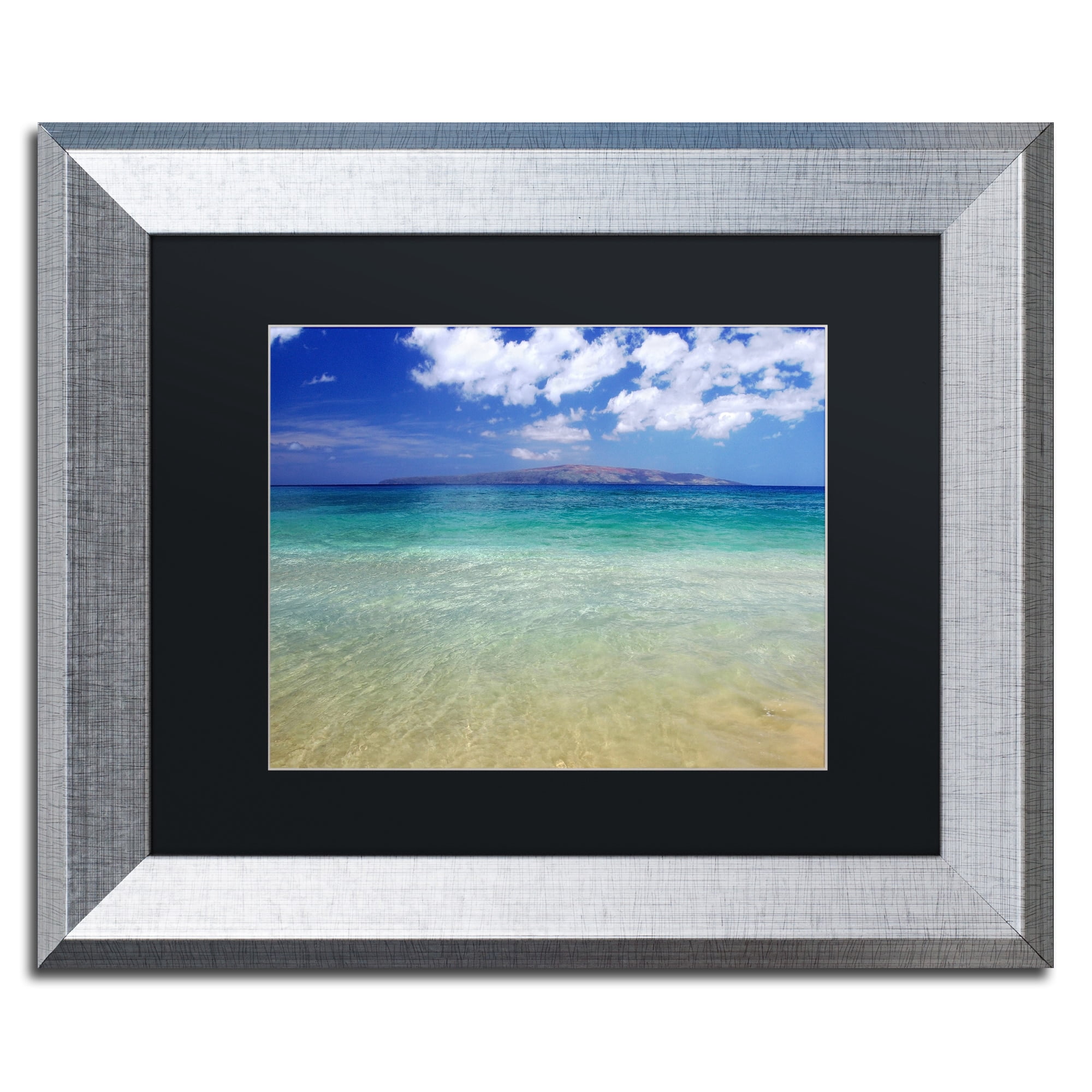 Trademark Fine Art "Hawaii Blue Beach" Canvas Art by Pierre Leclerc Black Matte, Silver Frame