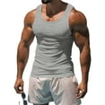thumbnail image 2 of Innerwin Muscle Shirts Scoop Neck Mens Summer Tops Sport Solid Color Lightweight Tank Gray L, 2 of 3