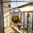 thumbnail image 2 of KOYPTL Wooden Bird Swing with Bells for Cockatiels Parrot Perch Hanging Toys,Birdcage Stands Cage Ground Play Gyms Accessories,Colorful Beads Climbing Toy for Lovebirds Conures Budgies Easter Decor, 2 of 7