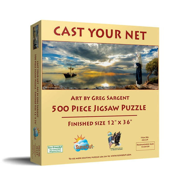 SUNSOUT INC - Cast Your Net - 500 pc Panoramic Jigsaw Puzzle by Artist: Greg Sargent - Finished Size 12" x 36" - MPN# 46229