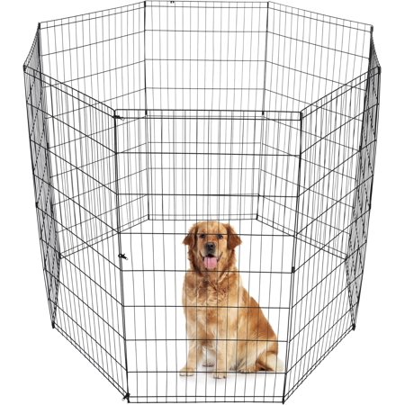 48 Inch Foldable Metal Pet Dog Exercise Pen Indoor Outdoor Wire Animal Playpen, 8 Panels