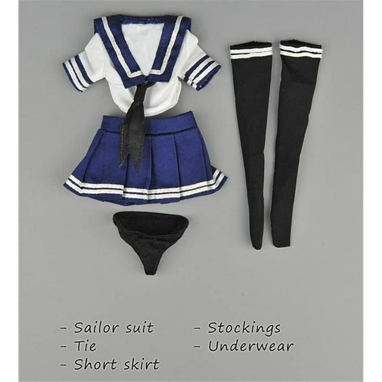 1/6 Scale Figure Doll Clothes, Sailor Suit+Stockings+Underwear