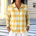 thumbnail image 6 of Iyufng Womens Collared Plaid Button Down Shirts Casual Long Sleeve Blouse, 6 of 7