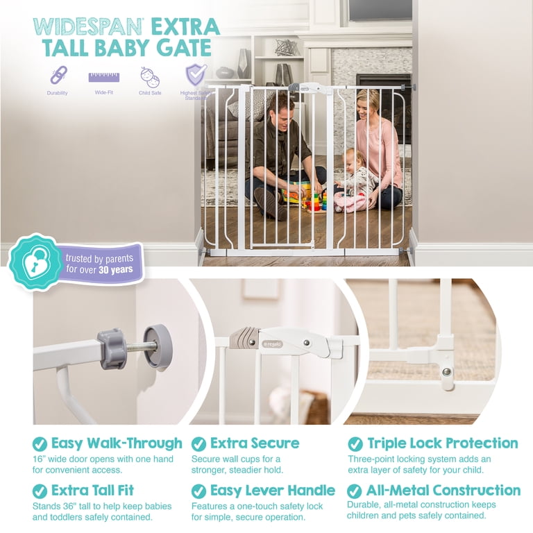 Regalo 36 inch Tall and 49 inch Wide Walk Thru Baby Gate, Extra